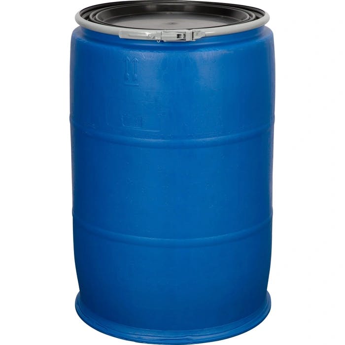 Product Image for 55 Gallon Blue Poly Open Top with Lid and Ring sku:pol-202